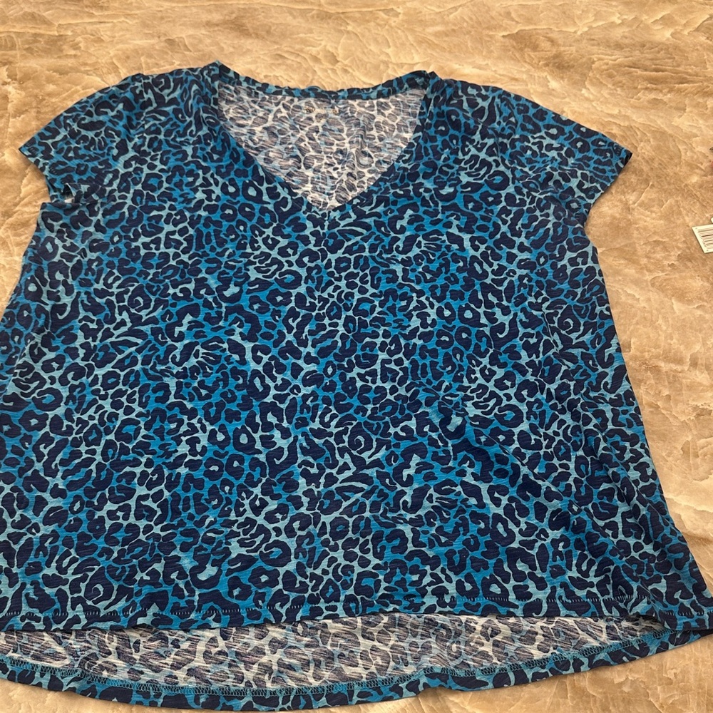 Lilly Pulitzer Blue Animal Print V-Neck Blouse